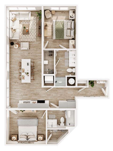 a floor plan of a house with a bedroom and a living room